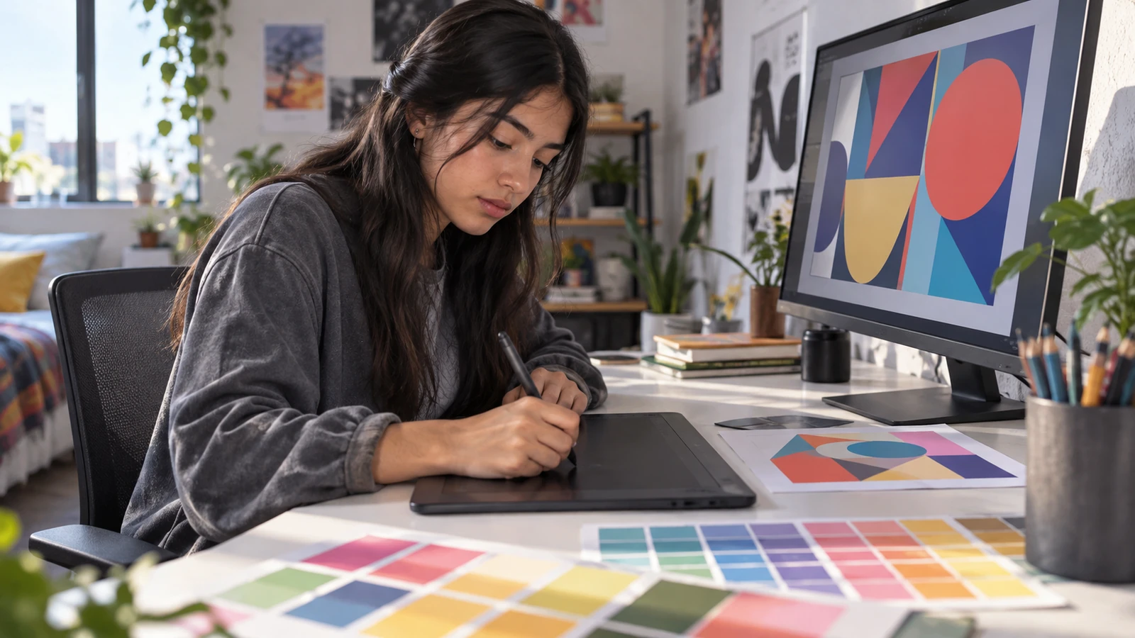 Estudiante UPES aprendiendo diseño gráfico